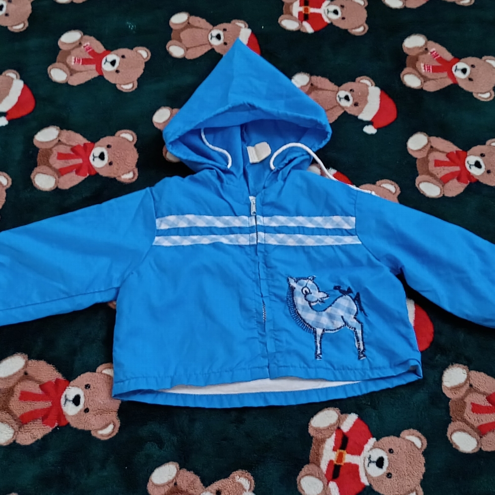 Vintage Toddler Blue Nylon Jacket Boys/Girls 12 Months